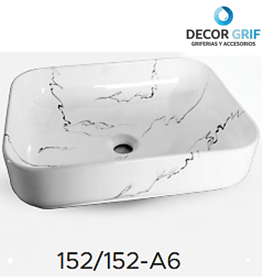 BOWL LOZA (152-A6) MODELO CUADRADO MARMOLEADO BLANCO C/NEGRO 50.5X40X13.5 - FRATELLI