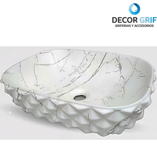 BOWL LOZA (402-2) MODELO RECTANGULAR MARMOLEADO BLANCO C/GRIS DIAMANTE 48X35.5X13.5 - FRATELLI