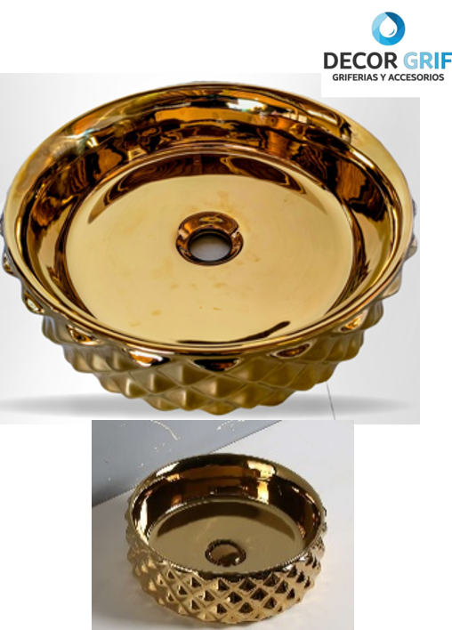 BOWL LOZA (463-G) MODELO CIRCULAR DORADO DIAMANTE 37.5X.37.5X12 - FRATELLI