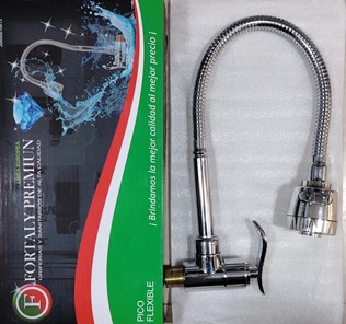 LLAVE PARED COCINA C/PICO FLEXIBLE CROMADO FY-362-1 FORTALY