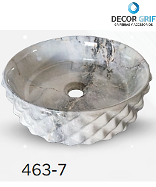 BOWL LOZA (463-7) MODELO CIRCULAR MARMOLEADO BLANCO C/CELESTE DIAMANTE 37.5X37.5X12 - FRATELLI