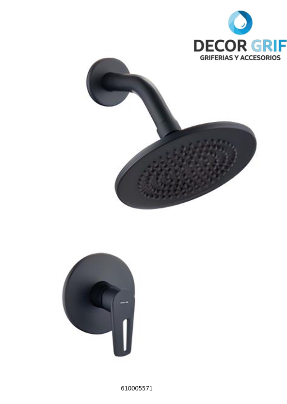 MEZCLADORA DUCHA MONOCOMANDO NEGRO MATE TEMPRA TREBOL