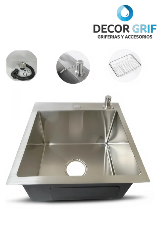 LAVADERO PRIME ACERO INOXIDABLE SATINADO C/ACCESORIO 45X45X23CM PRM-4545 FRATELLI