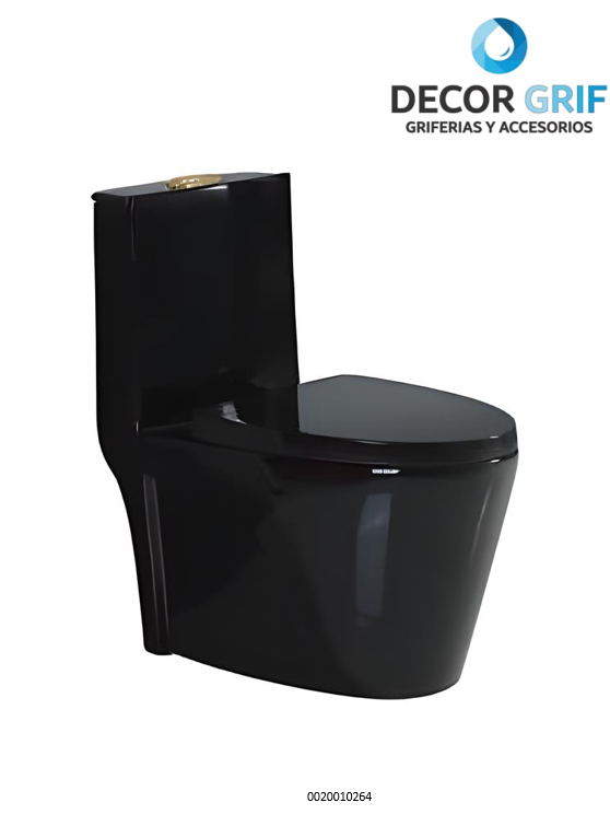INODORO ONE PIECE + TAPA ASIENTO Y ACCESORIO MINIMALISTA NEGRO 8616 (70X40X78CM) FRATELLI