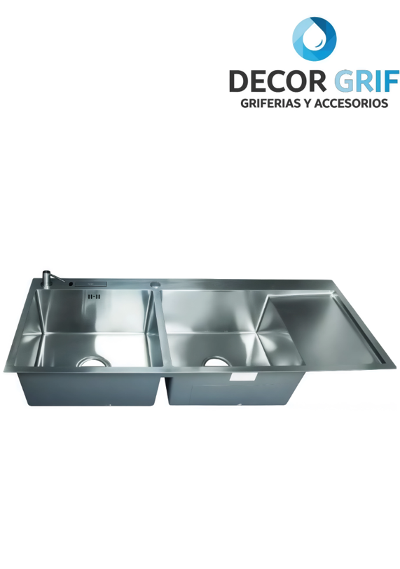 LAVADERO P/MARMOL DOBLE POZA ACERO INOXIDABLE SATINADO 120X50X23CM INF-12050 FRATELLI