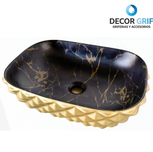 BOWL LOZA (402-5) MODELO RECTANGULAR NEGRO C/DORADO DIAMANTE 48X35.5X13.5 - FRATELLI