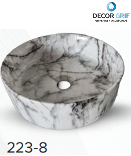 BOWL LOZA (223-8) MODELO CIRCULAR MARMOLEADO BLANCO C/MARRON 36X36X12 - FRATELLI