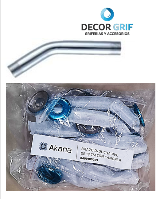 BRAZO DE DUCHA 18 CM C/CANOPLA AKANA