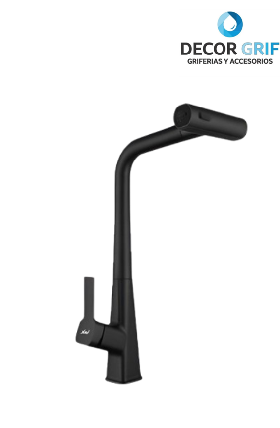 MONOCOMANDO P/COCINA MUEBLE NEGRO PICO EXTRAIBLE C/DOBLE SALIDA MC0108901 XIMENG