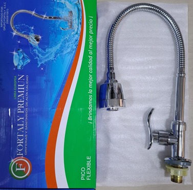 LLAVE MUEBLE COCINA C/PICO FLEXIBLE CROMADO FORTALY