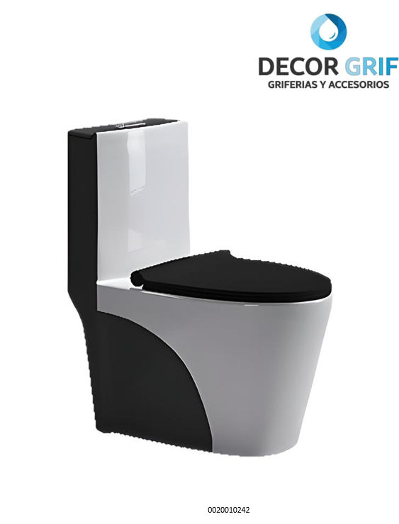 INODORO ONE PIECE BLANCO C/NEGRO MINIMALISTA 8616 (70X40X78CM) +TAPA  ASIENTO Y ACCES.FRATELLI