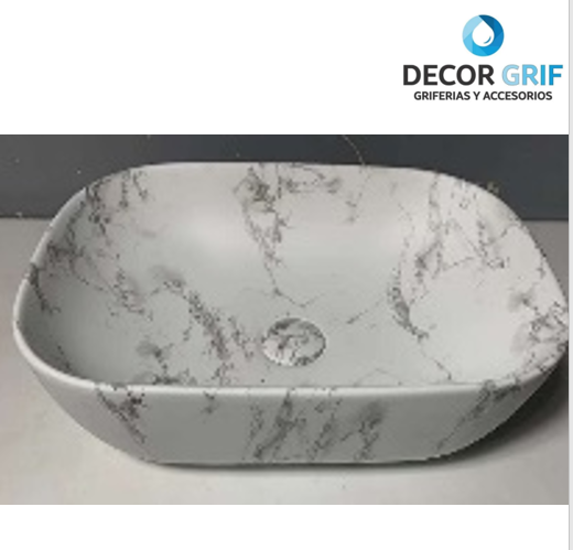 BOWL LOZA (151-7) MODELO RECTANGULAR MARMOLEADO BLANCO C/GRIS 50X40X14 - FRATELLI