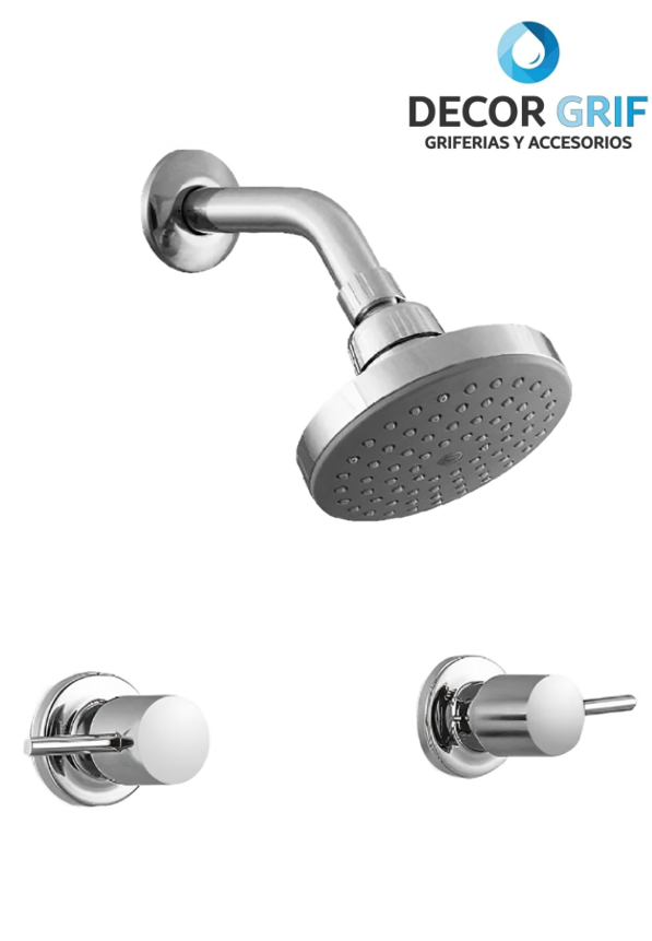 MEZCLADORA DUCHA 2 LLAVES LINEA MARES COLECCION BALI C/SALIDA ESPAÑOLA CROMADO VAINSA 