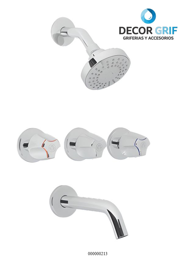 MEZCLADORA DE DUCHA TINA 8” CON SALIDA DE 4” ISEO TREBOL