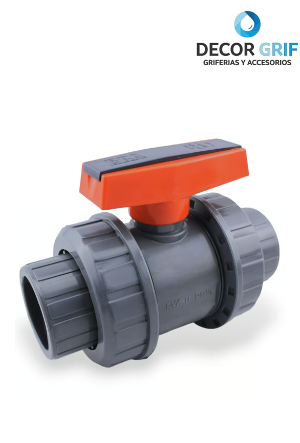 VALVULA DE PASO DOBLE UNION PVC C/ROSCA 1/2 ERA