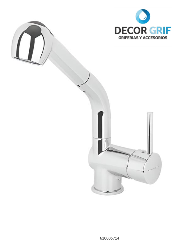 MONOCOMANDO COCINA PICO EXTRAÍBLE CROMADO THUNDER TREBOL