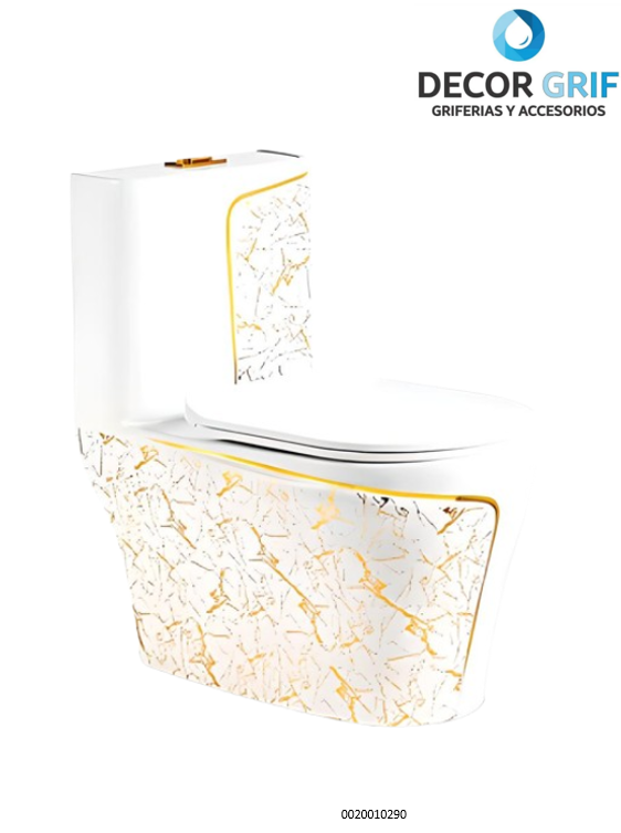 INODORO ONE PIECE + TAPA ASIENTO Y ACCESORIO MINIMALISTA BLANCO C/DORADO 8676WDG (70X39X75CM) FRATELLI