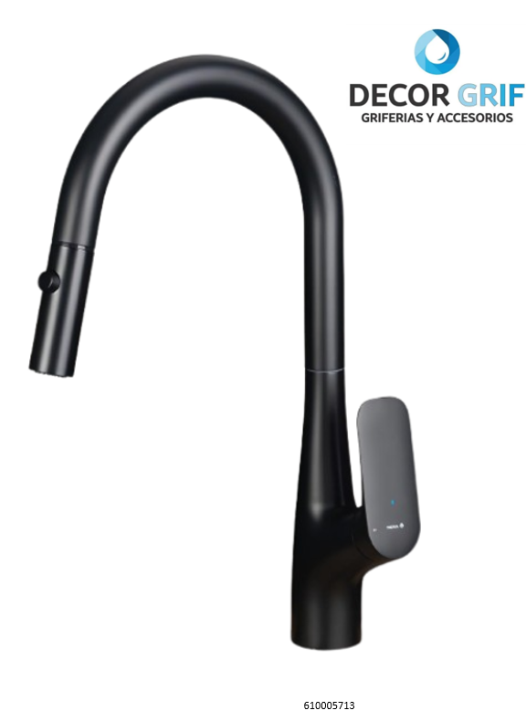 MONOCOMANDO COCINA PICO EXTRAÍBLE OXFORD NEGRO MATE TREBOL