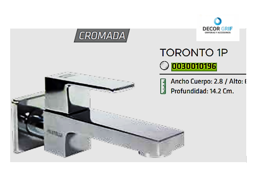 LLAVE P/BOWL A LA PARED TORONTO-1P CROMADO