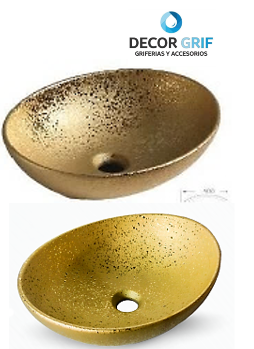 BOWL LOZA (XS-0073) MODELO OVALADO DORADO TEXTURADO 40X33X14.5 - FRATELLI