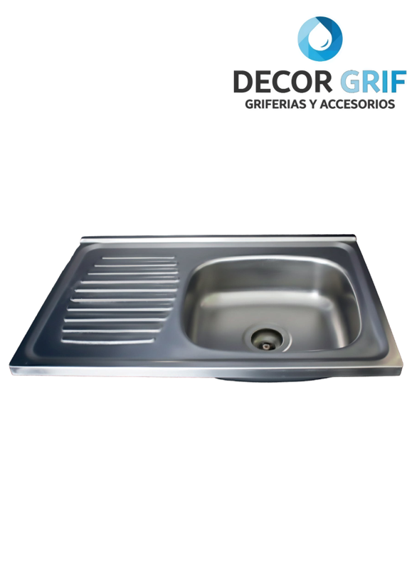 LAVADERO DE ACERO 304 C/ESCURRIDERO IZQUIERDO Y BORDES PREMIUM 80X50CM FT-8050 FRATELLI