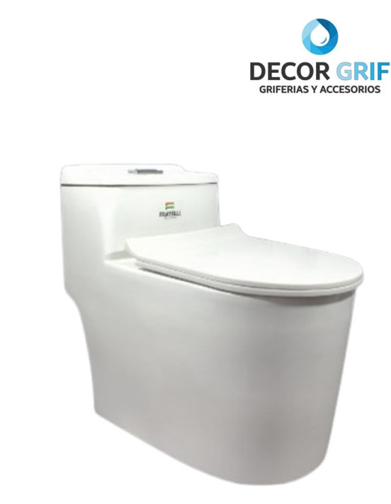 INODORO ONE PIECE + TAPA ASIENTO Y ACCESORIO MINIMALISTA BLANCO 8121 (69X36X60CM) FRATELLI