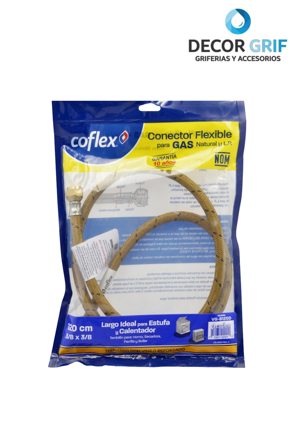 CONECTOR FLEXIBLE P/GAS 1/2 X 3/8 (120CM) COFLEX