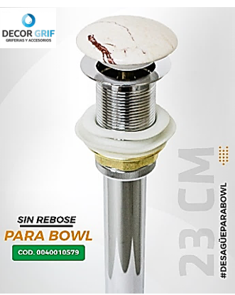DESAGUE PUSH CERAMICO S/REBOSE P/BOWL (151-7) MARMOLEADO BEIGE C/ROJO COLA (23 CM)