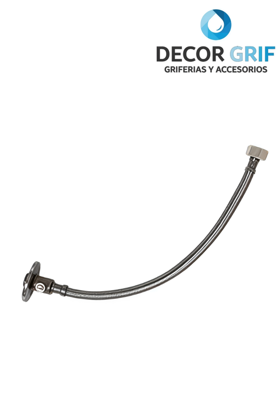 TUBO DE ABASTO ACERO INOXIDABLE C/VALVULA DE CIERRE Y APERTURA DE AGUA 1/2 X 1/2 40CM VAINSA