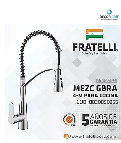 MONOCOMANDO P/COCINA GBRA G-4 RESORTE CROMADO