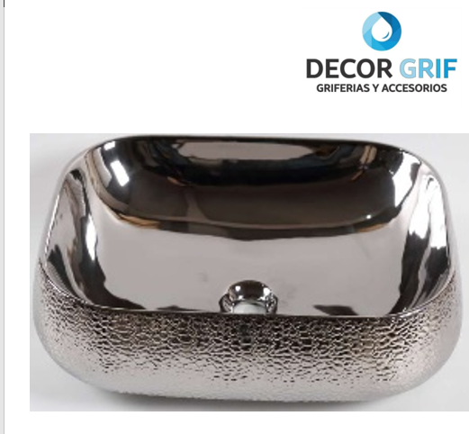 BOWL LOZA (160-RG) MODELO CUADRADO PLATEADO GRANITO 44X40X15 - FRATELLI