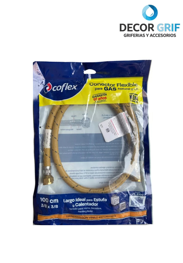 CONECTOR FLEXIBLE P/GAS 1/2 X 3/8 (100CM) COFLEX
