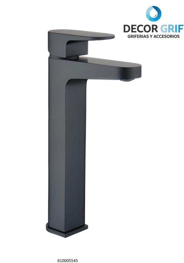 MEZCLADORA LAVATORIO MONOCOMANDO PICO ALTO NEGRO MATE OXFORD TREBOL