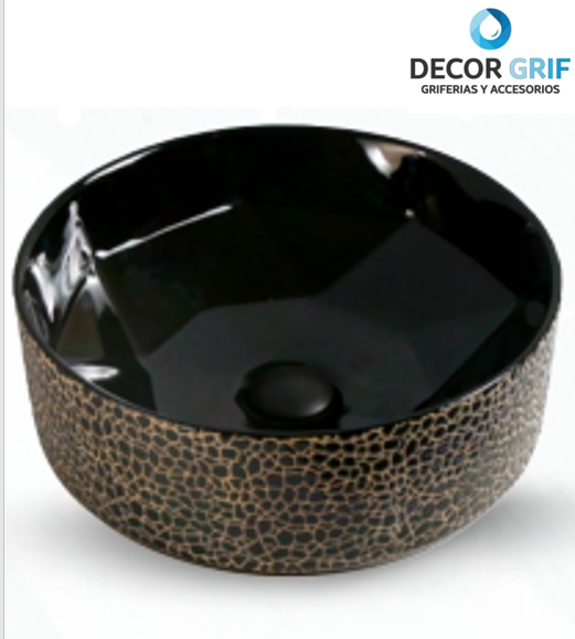 BOWL LOZA (172-B) MODELO CIRCULAR NEGRO C/MARRON 41X41X15 - FRATELLI