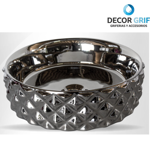 BOWL LOZA (463-G) MODELO CIRCULAR PLATEADO DIAMANTE 37.5X37.5X12 - FRATELLI