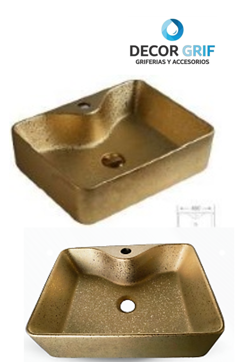 BOWL LOZA (526) MODELO CUADRADO DORADO TEXTURADO 48X37X13 - FRATELLI
