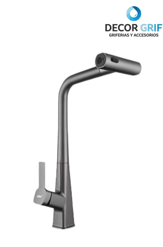 MONOCOMANDO P/COCINA MUEBLE GUN GREY PICO EXTRAIBLE C/DOBLE SALIDA MC0108903 XIMENG